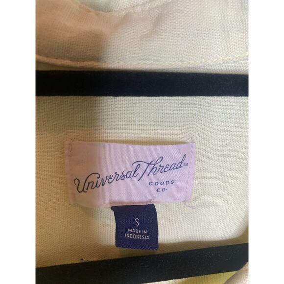 Universal Threads Yellow Linen Blend Button Up Shirt Sz Small - Picture 7 of 9